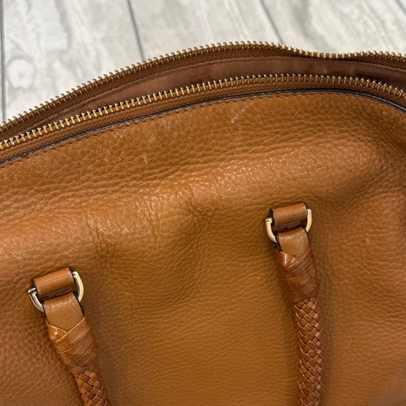 Tory Burch Cognac Brown Pebbled Leather Satchel - Picture 4 of 6